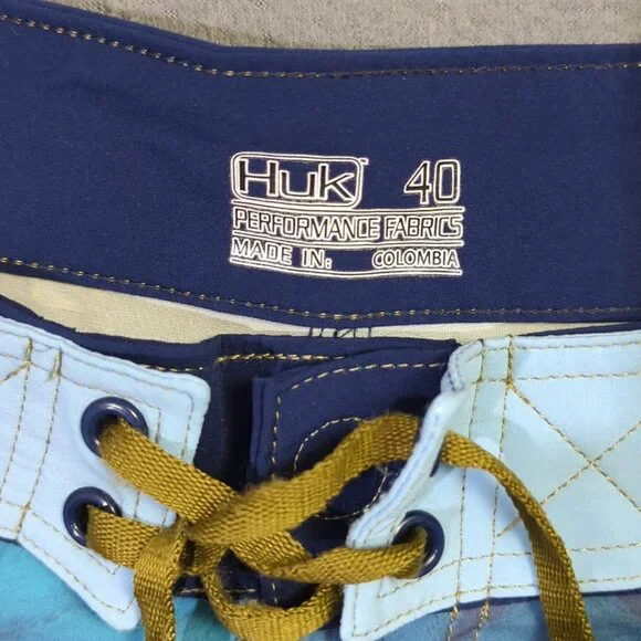 Huk Fishing Board Shorts Men's 40 Blue Tuna Baitball Performance - Picture 7 of 9